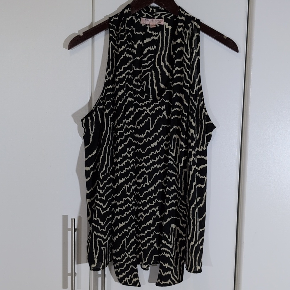 Philosophy Black and Cream Tie Tank Size Large